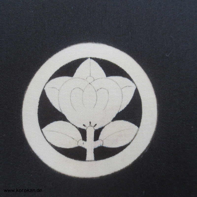 fünf Tachibana Mon Montsuki - schwarzer Seiden Kimono