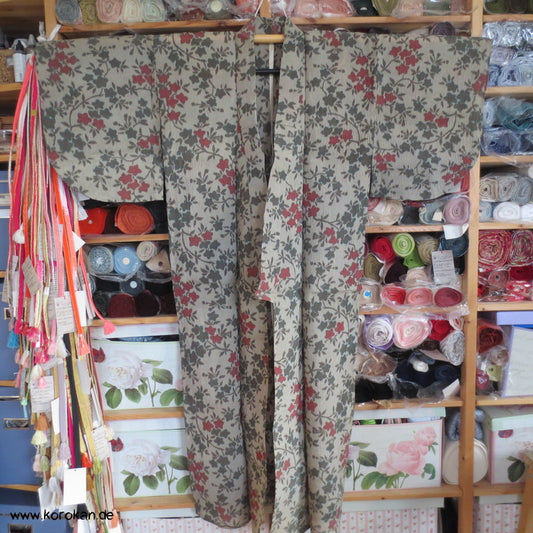Ballonblumen Kasurimuster Hitoe - ungefütterter Kimono Kreppgewebe