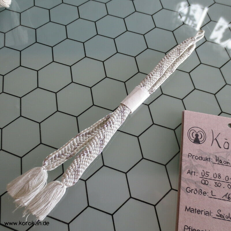 Haori Himo - Seide - silber - weiß