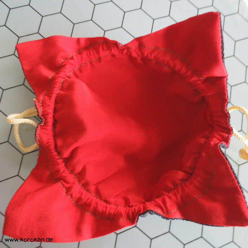 kleiner Zugbeutel - Schmuckbeutelchen, japanische Wolle / Seide