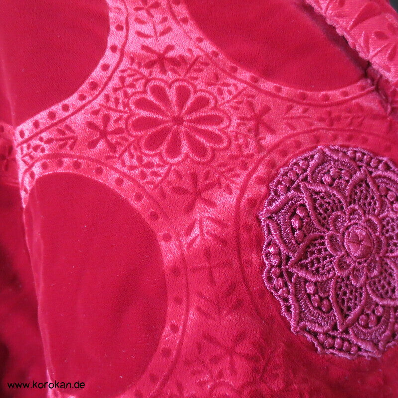 gauffrierter Seidensamt Kimono Schal mit Spitze