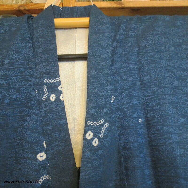 Dochugi Kimono Jacke petrol mit Shibori Elementen auf Damast