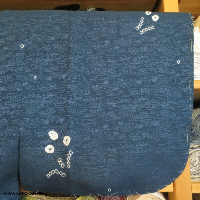 Dochugi Kimono Jacke petrol mit Shibori Elementen auf Damast