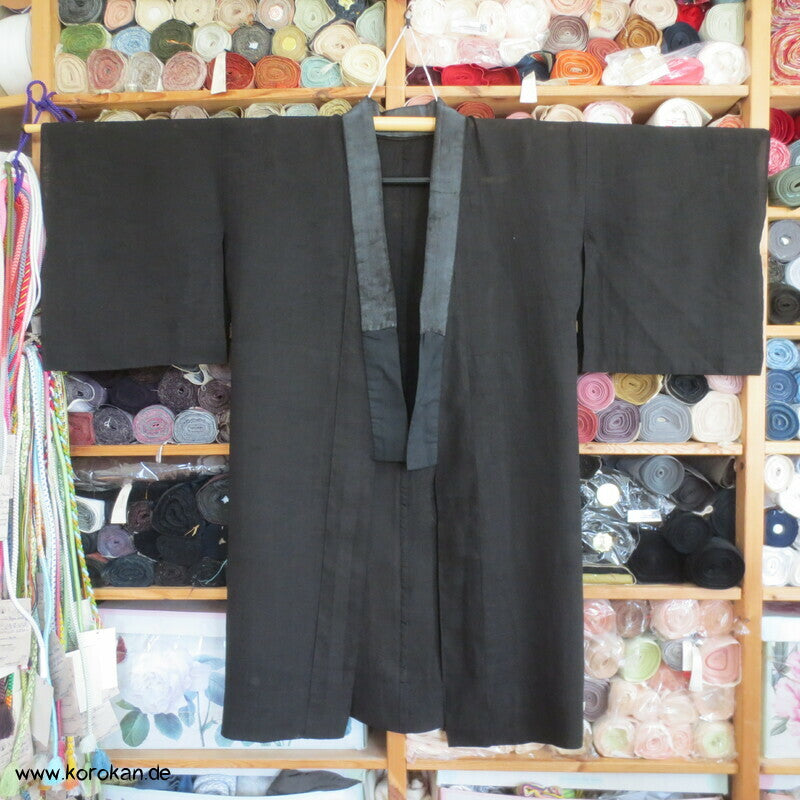 schwarz überfärbter Hanf Drehergewebe Juban Kimono