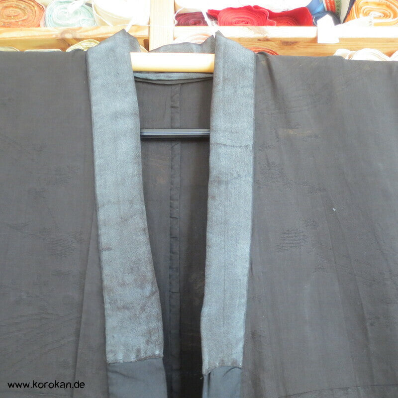 schwarz überfärbter Hanf Drehergewebe Juban Kimono