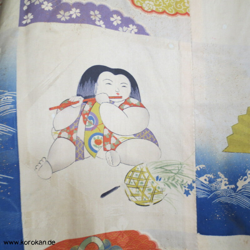 japanischer Seiden Matelassé Michiyuki Kimonomantel, Bilderfutter