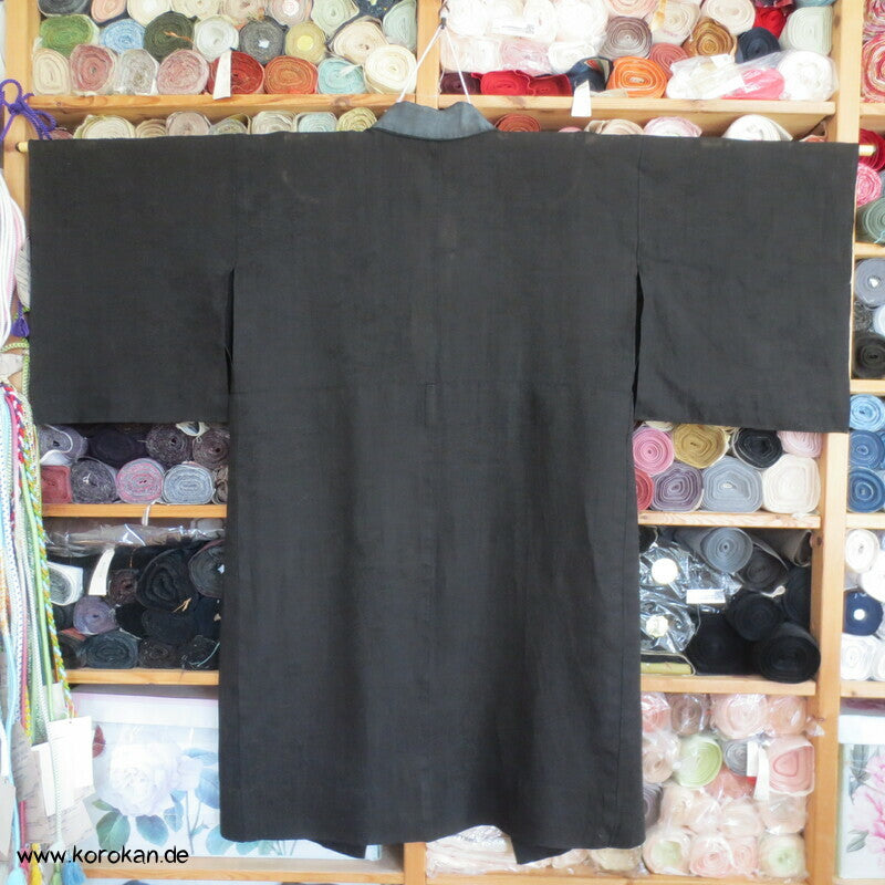 schwarz überfärbter Hanf Drehergewebe Juban Kimono