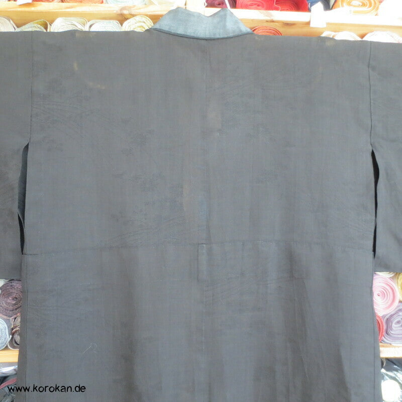 schwarz überfärbter Hanf Drehergewebe Juban Kimono