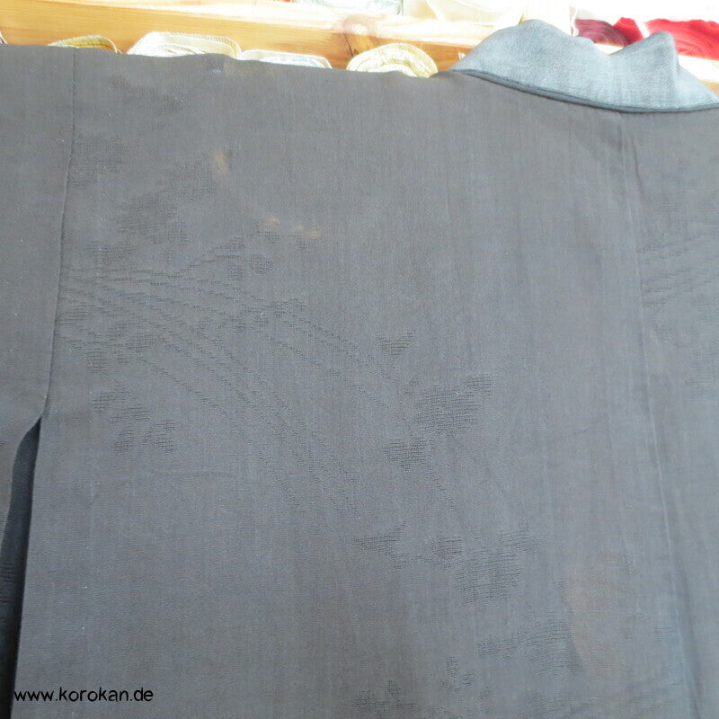 schwarz überfärbter Hanf Drehergewebe Juban Kimono
