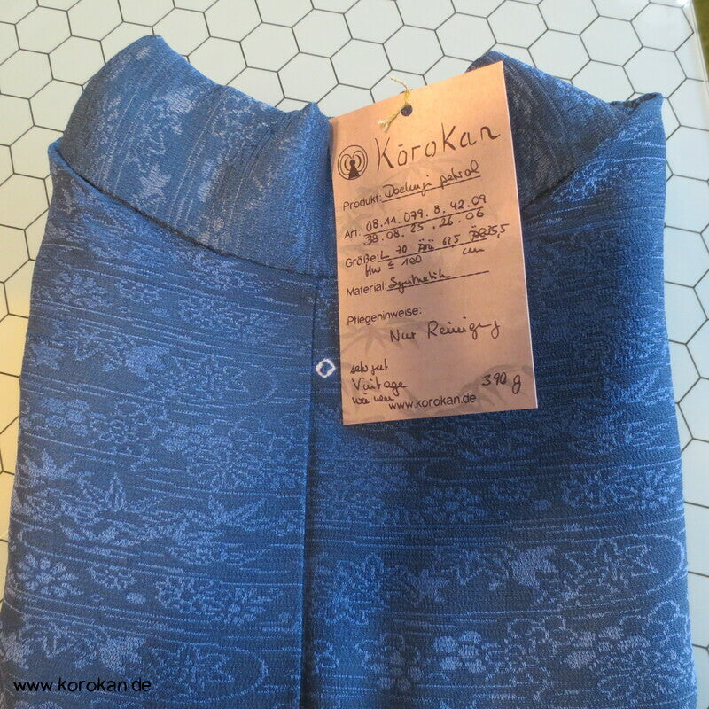 Dochugi Kimono Jacke petrol mit Shibori Elementen auf Damast