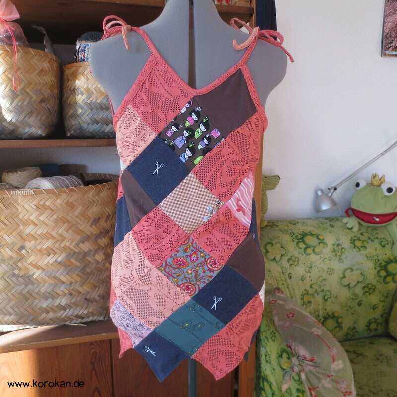 Jersey Patchwork Sommer Top diagonale Karos