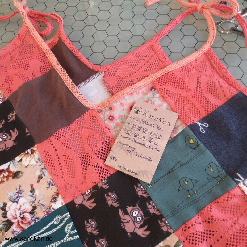 Jersey Patchwork Sommer Top diagonale Karos