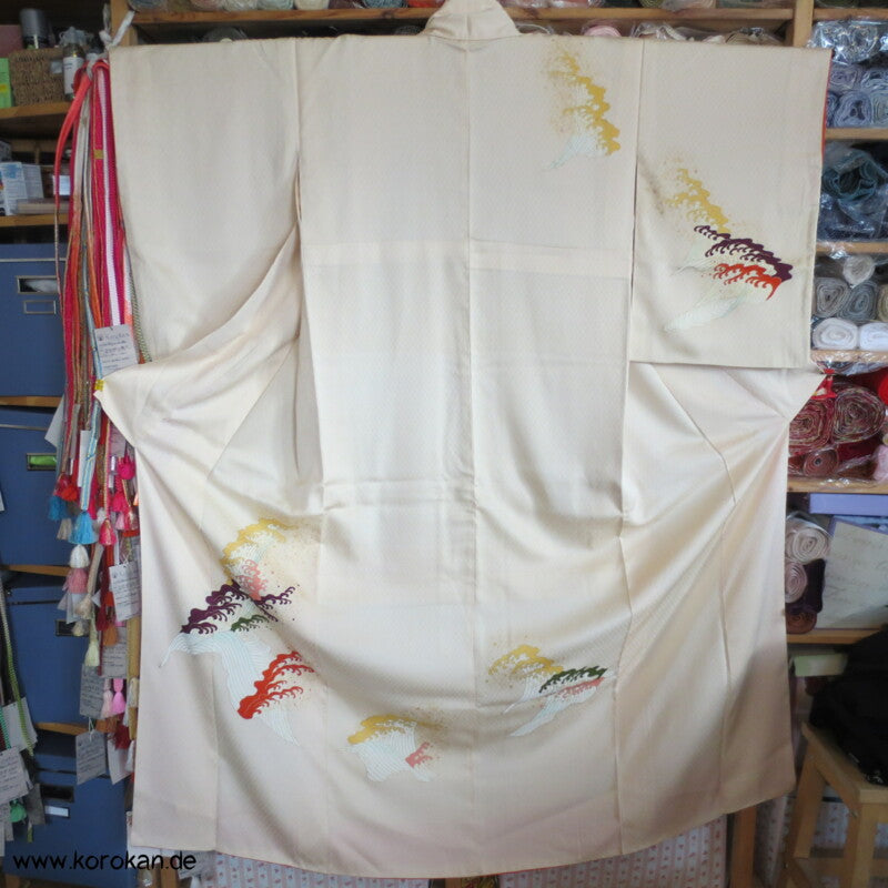 bunte brechende Wellen Seidendamast Homongi Kimono
