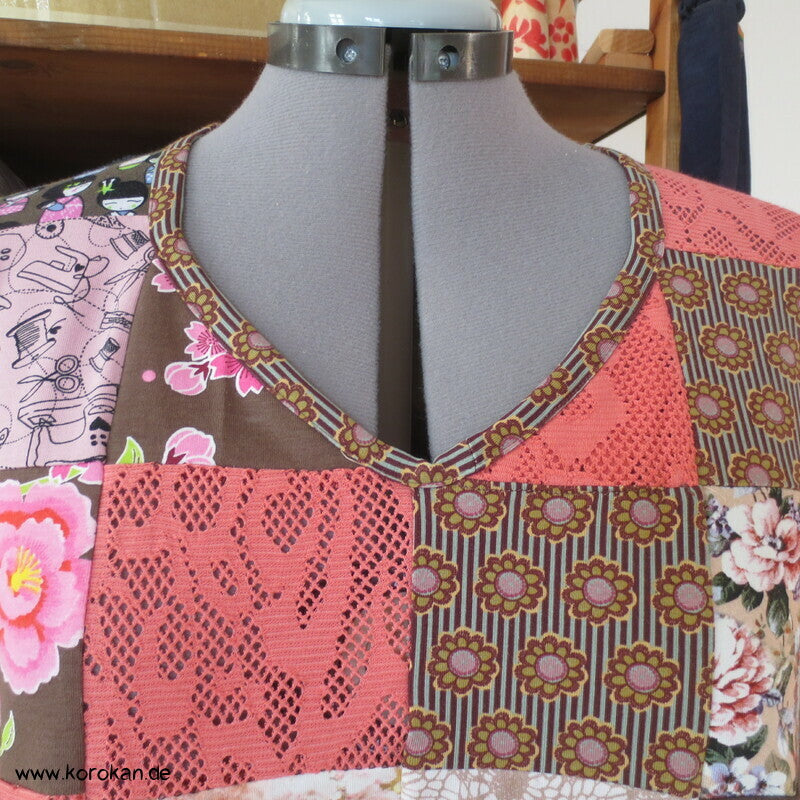 Jersey Patchwork Sommer Langarm T Shirt Karos