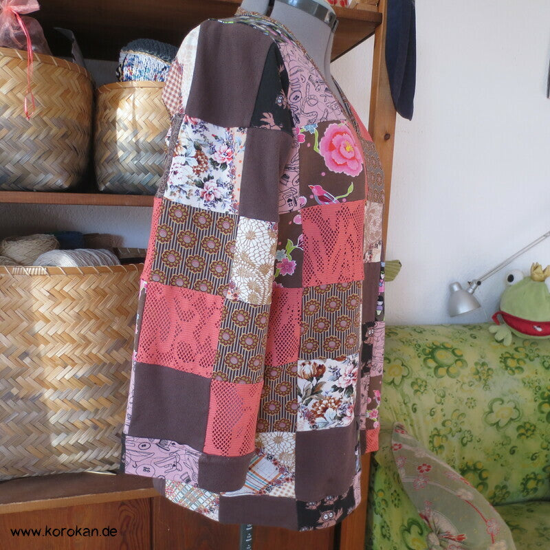 Jersey Patchwork Sommer Langarm T Shirt Karos