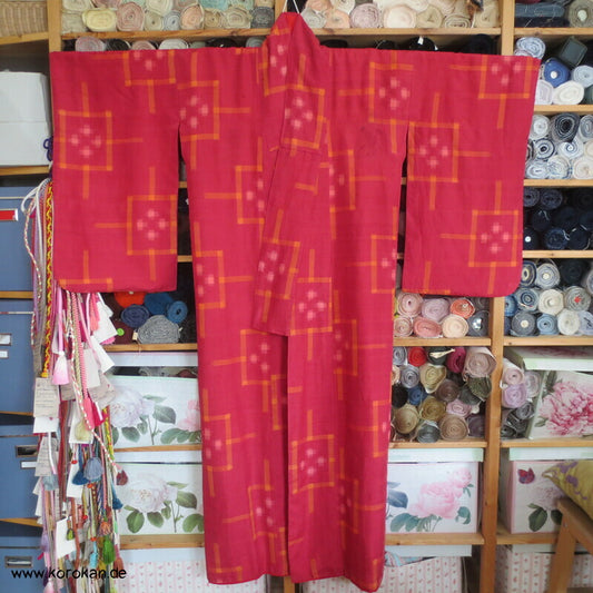 Igeta Kasuri antiker Tsumugi Kimono, nur Material