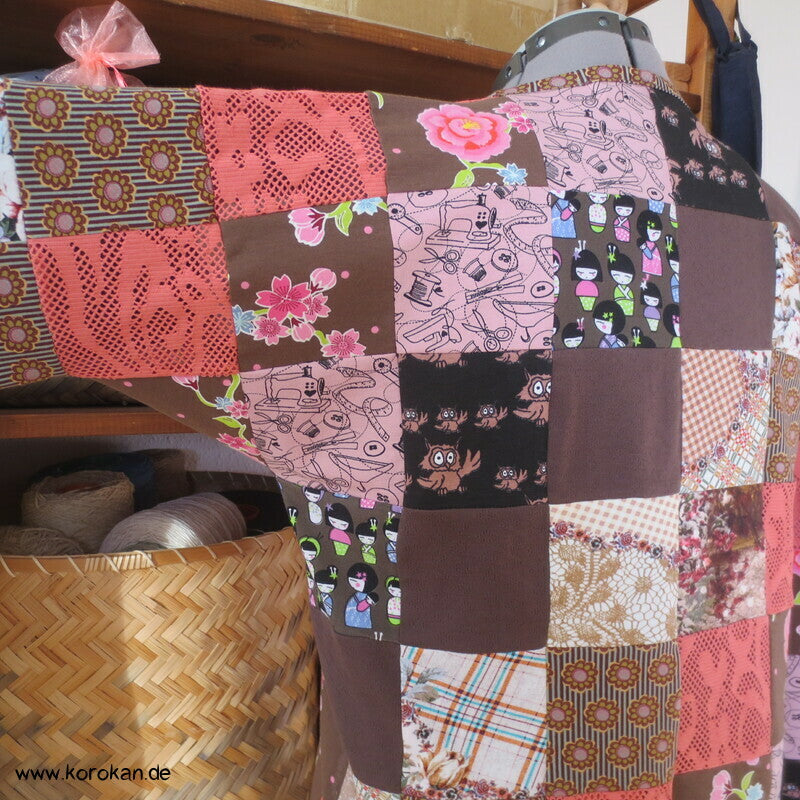 Jersey Patchwork Sommer Langarm T Shirt Karos