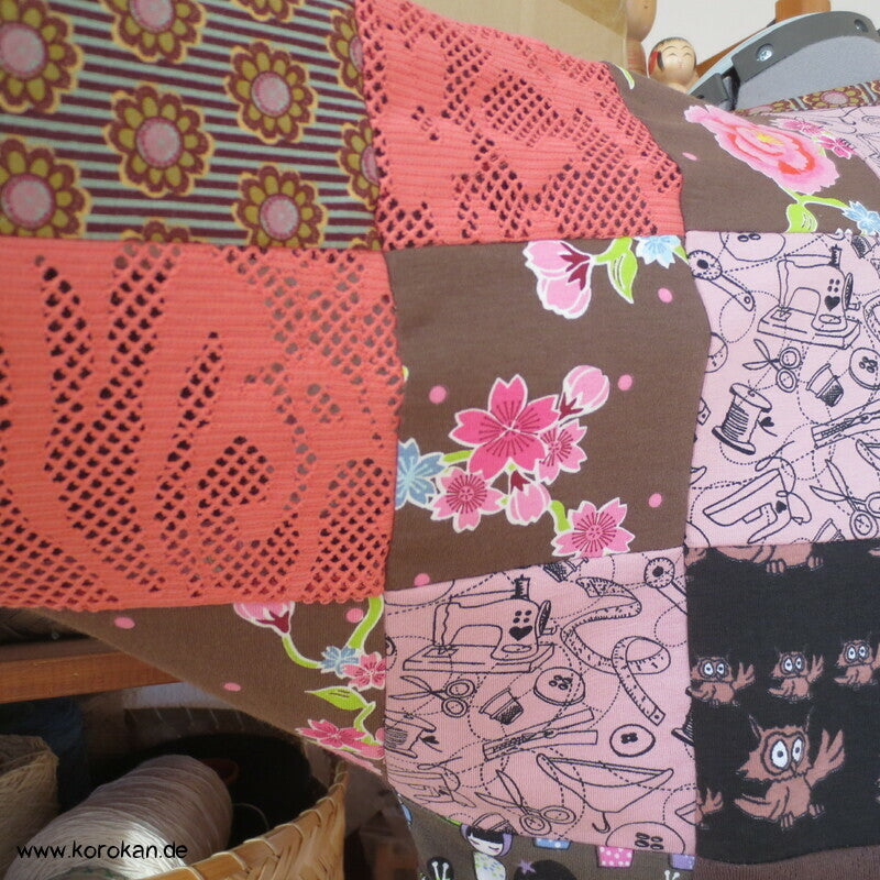 Jersey Patchwork Sommer Langarm T Shirt Karos