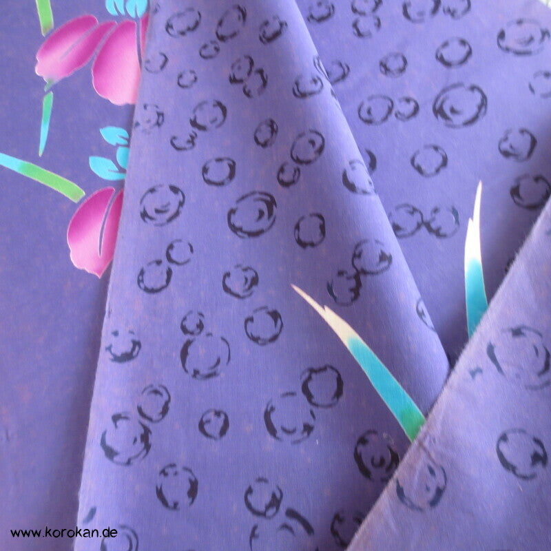 Iris auf lila Yukata Kimono Baumwollstoff