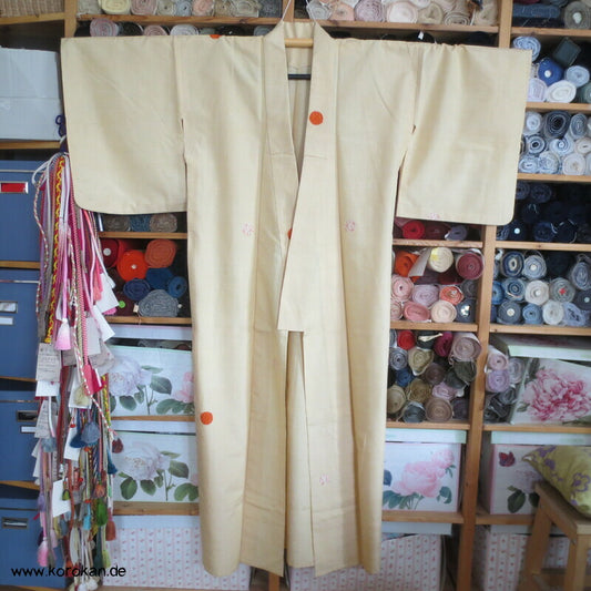 Kreise Kasuri Tsumugi Hitoe ungefütterter Japan Kimono