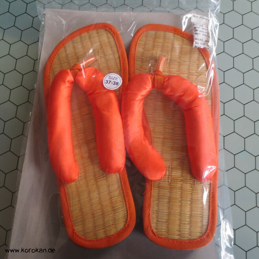 Zimtlatschen / Zori mit Bastboden, orange