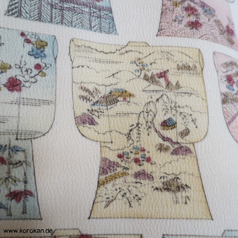Kimonos als Muster - pastellfarbener Komon Seidencrepe