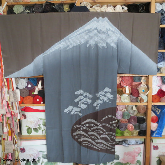 japanischer Shibori Batik Fuji San Juban Unterkimono, Seide