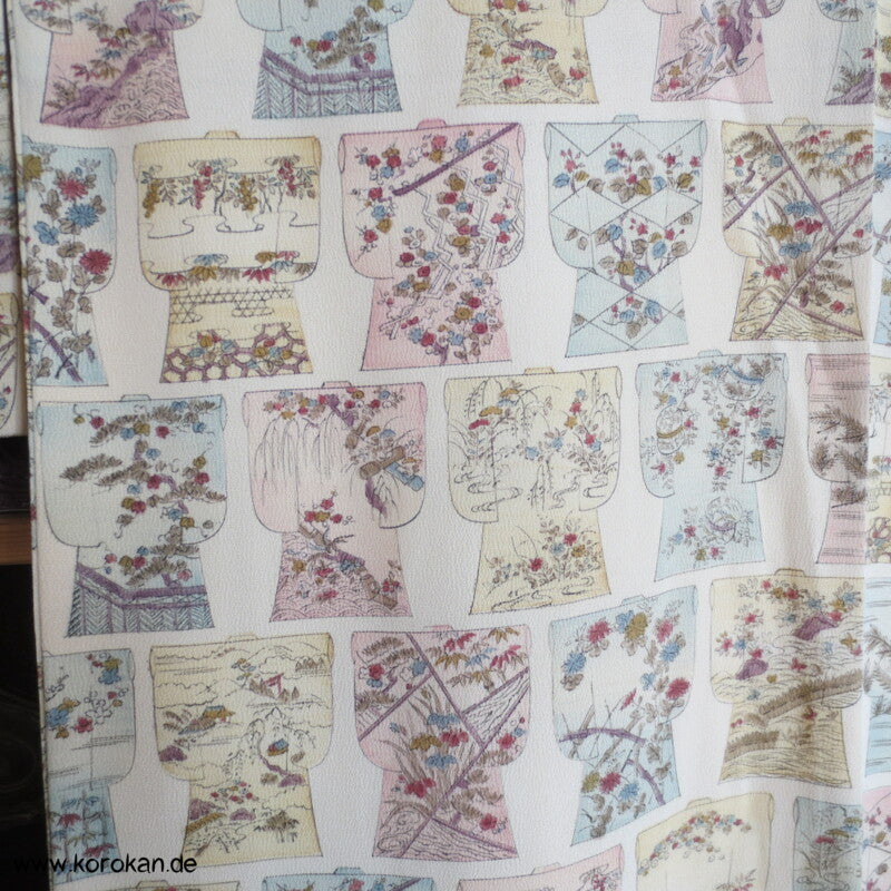 Kimonos als Muster - pastellfarbener Komon Seidencrepe