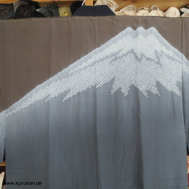 japanischer Shibori Batik Fuji San Juban Unterkimono, Seide