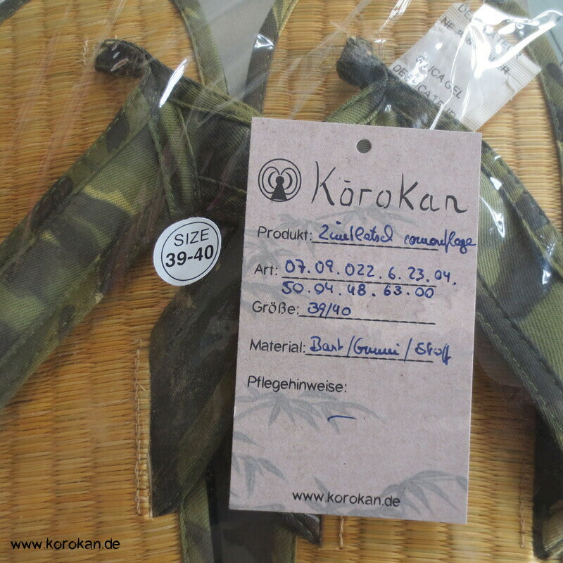 Zimtlatschen / Zori mit Bastboden, camouflage