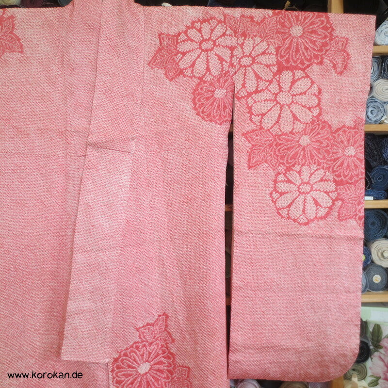 rosa Full Shibori Chrysanthemen Furisode