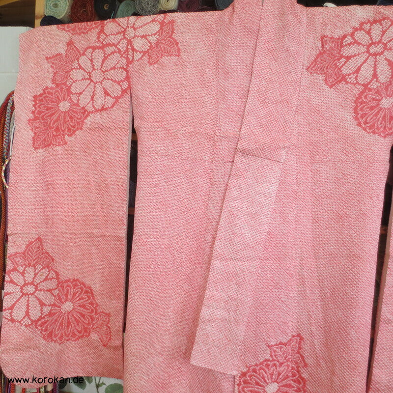 rosa Full Shibori Chrysanthemen Furisode