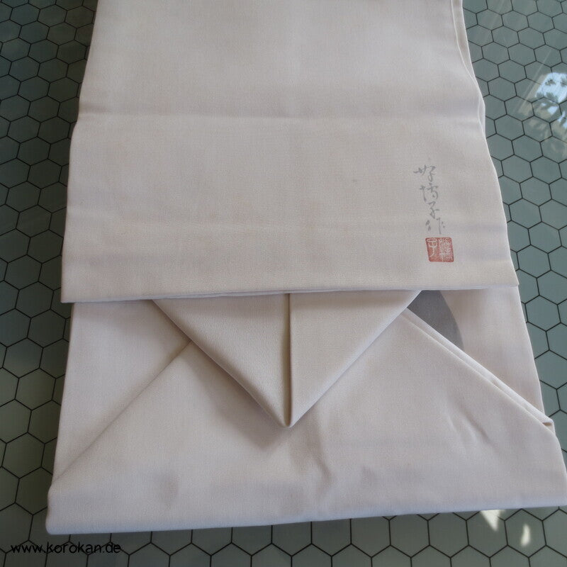 Nagoya Obi Kimono Gürtel Seidenrips handgemalte Silberkraniche