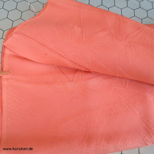 lachs / apricot Bambus Rinzu Damast Seide, Araihari Kimono