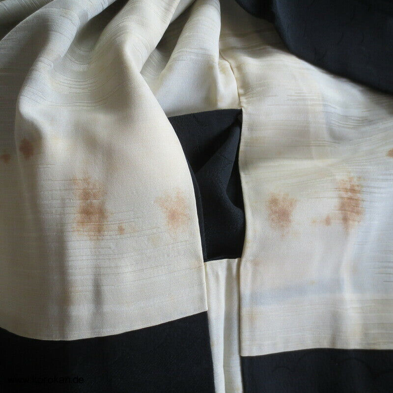 schwarze Seide, Damast gewebte Wolken Haori Kimono Jacke