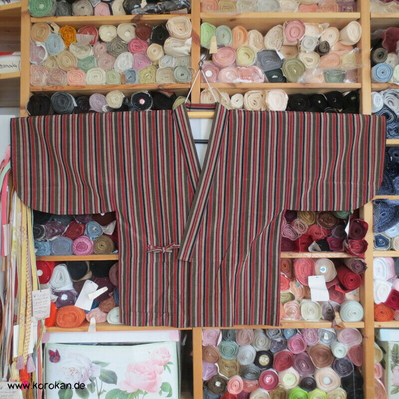 feine Streifen kurze Dochugi, japanische Kimono Alltags-/ Arbeitsjacke