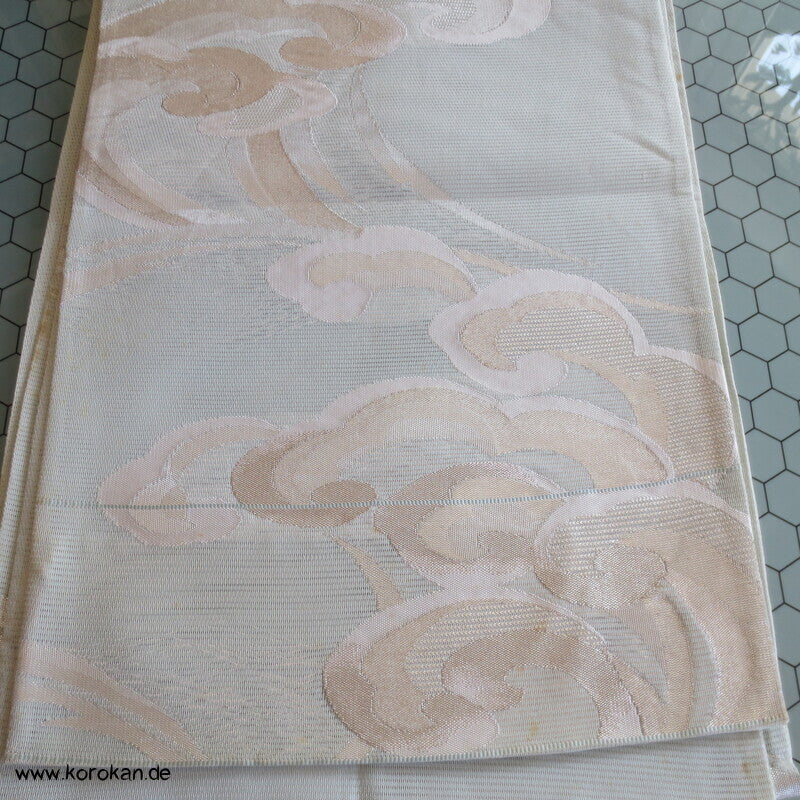 Fukuro Obi Sommer Wellen gold in perlmutt