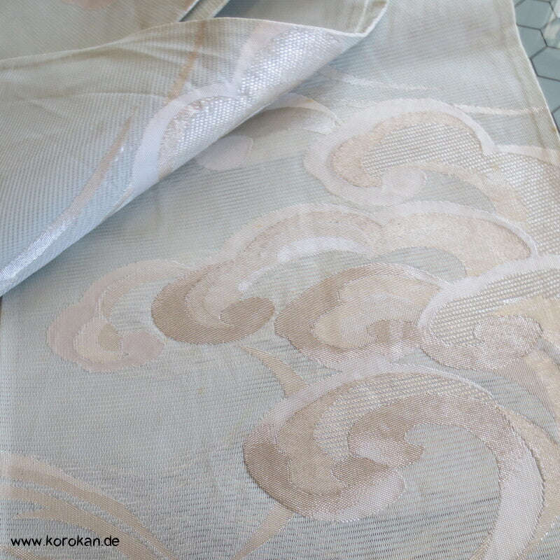 Fukuro Obi Sommer Wellen gold in perlmutt