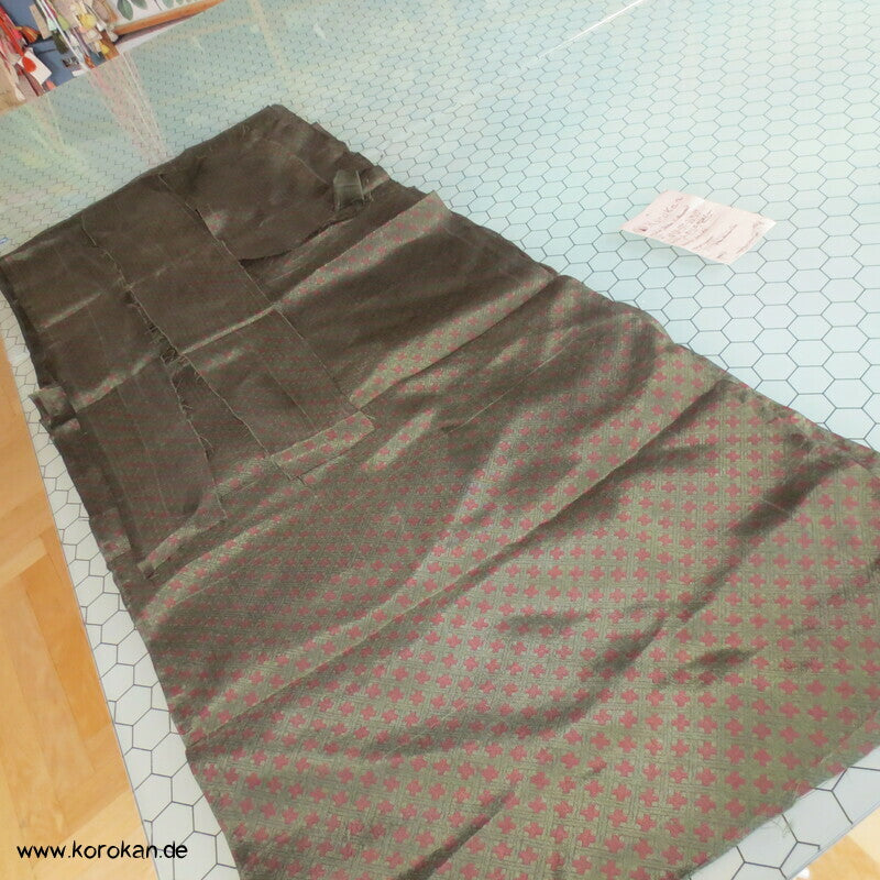 Flechtmuster Seidenpongé Araihari Kimono Futterstoffrest