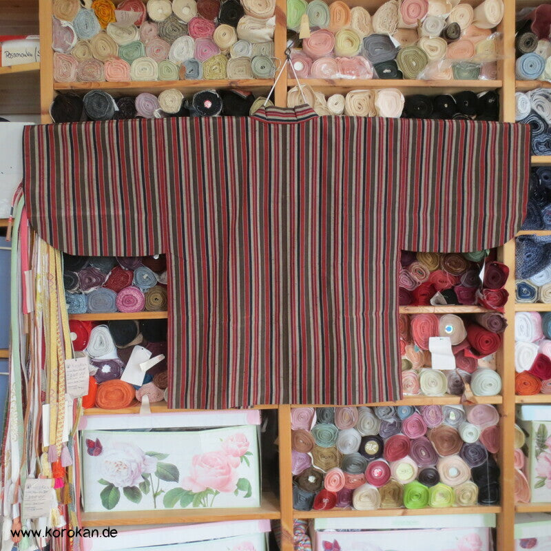 feine Streifen kurze Dochugi, japanische Kimono Alltags-/ Arbeitsjacke