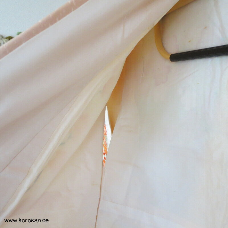 allover Sakurazweige, rosa, rot, gold Furisode Seidensatin Kimono