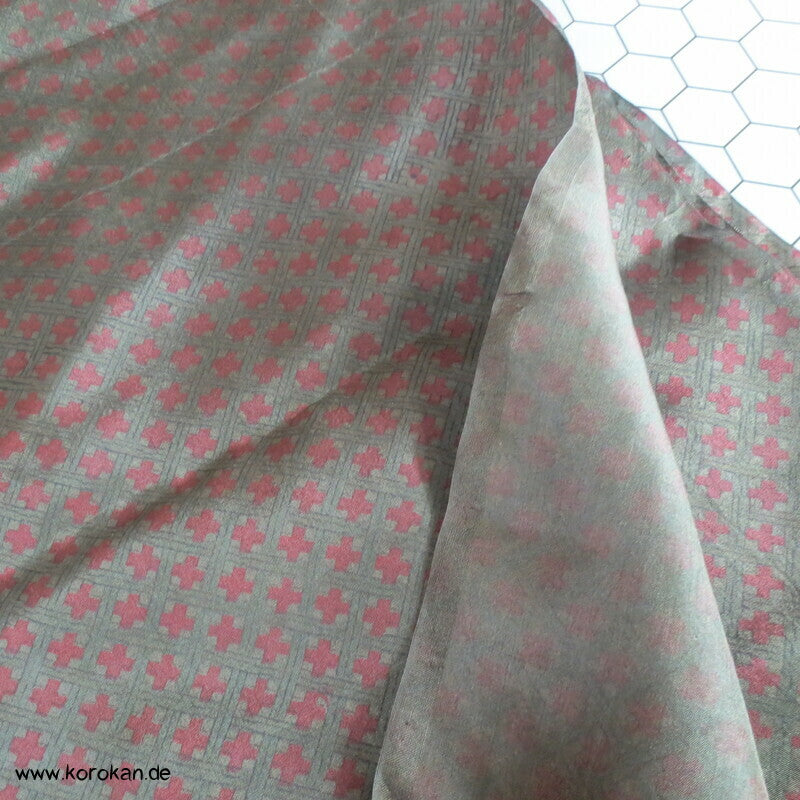 Flechtmuster Seidenpongé Araihari Kimono Futterstoffrest