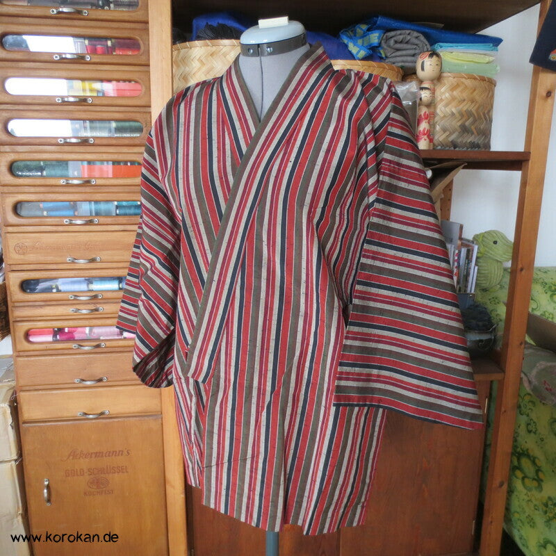 feine Streifen kurze Dochugi, japanische Kimono Alltags-/ Arbeitsjacke