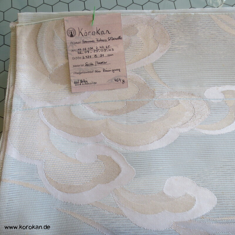 Fukuro Obi Sommer Wellen gold in perlmutt