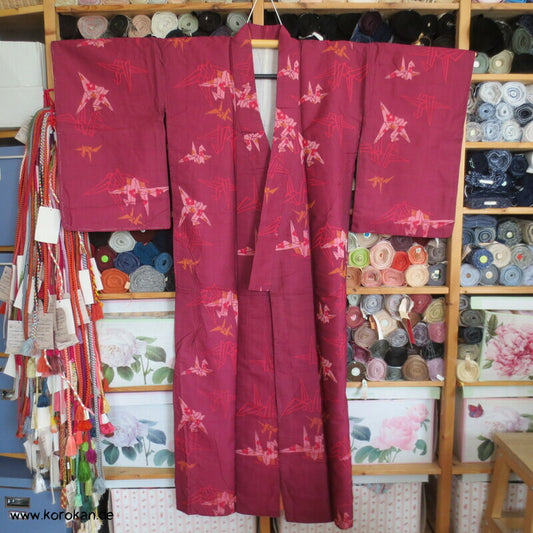 Kett Kasuri Origami Kraniche Komon Kimono