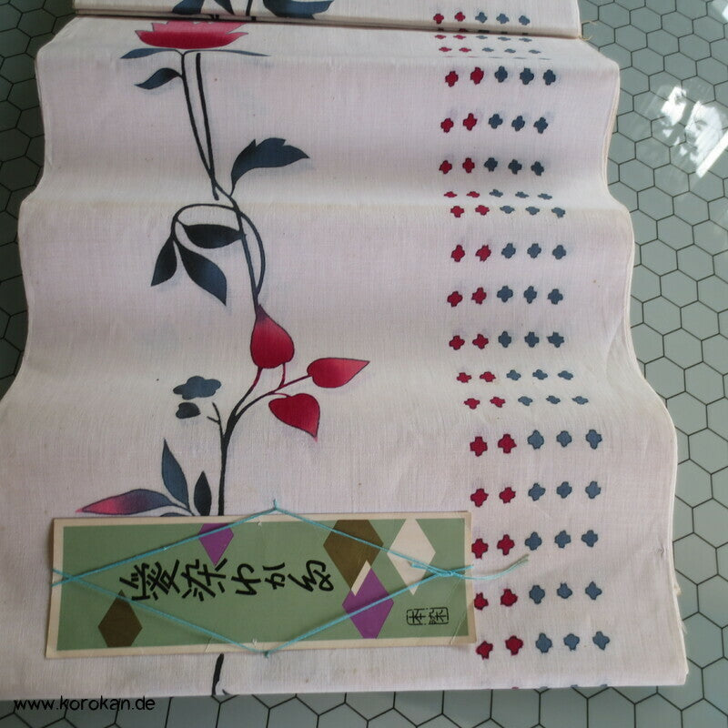 Blüten und Punktestreifen Yukata Kimono Baumwollstoff