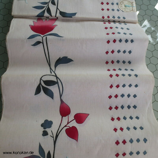 Blüten und Punktestreifen Yukata Kimono Baumwollstoff