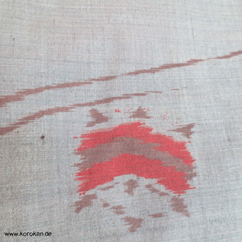 Spindeln in rot auf petrol Meisen Seiden Komon Kimono