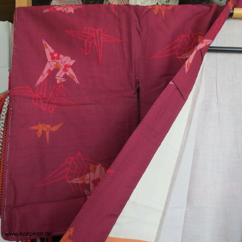 Kett Kasuri Origami Kraniche Komon Kimono