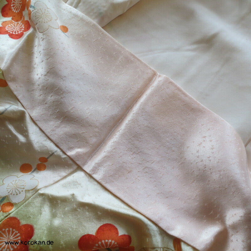 allover Sakurazweige, rosa, rot, gold Furisode Seidensatin Kimono